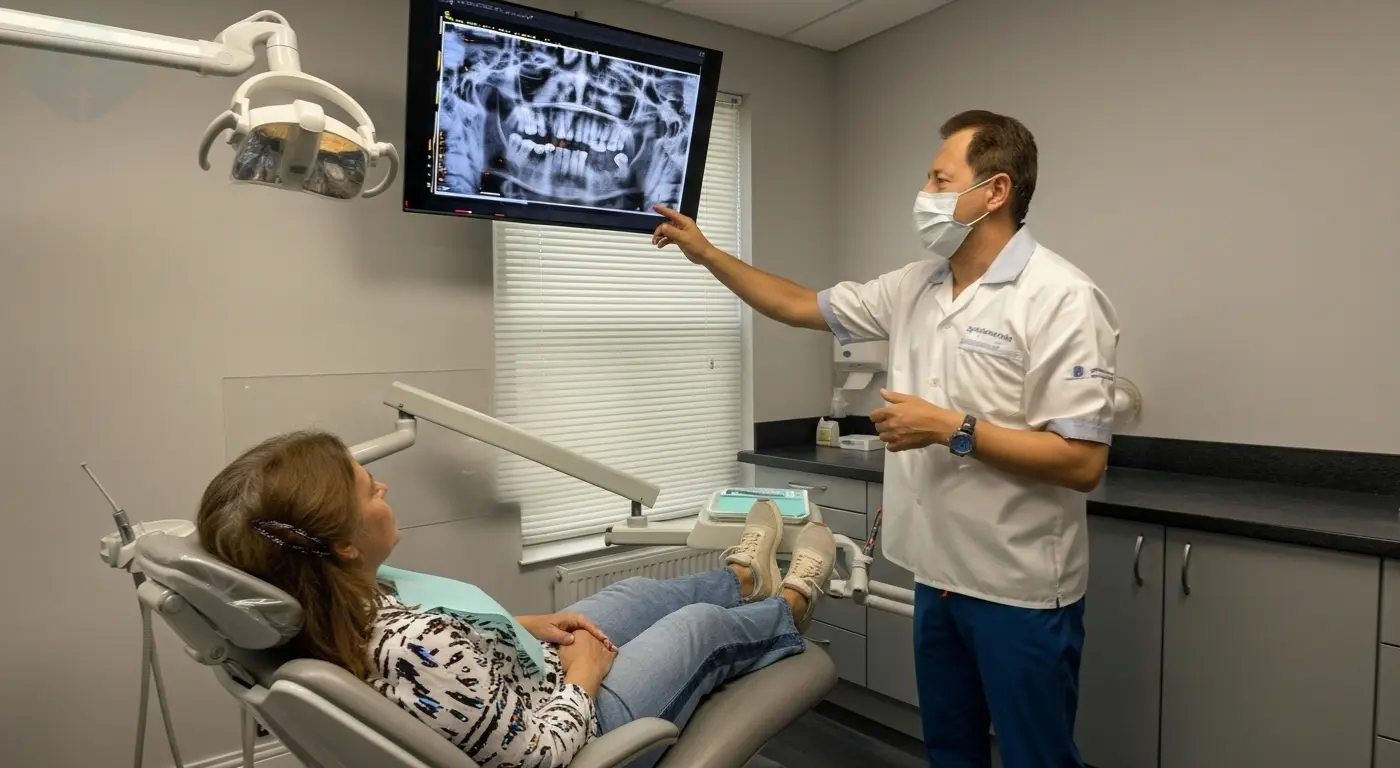 Paciente discutiendo las opciones de implantes dentales en NJ con un dentista experto en la clínica Diseño de Sonrisas en Westfield