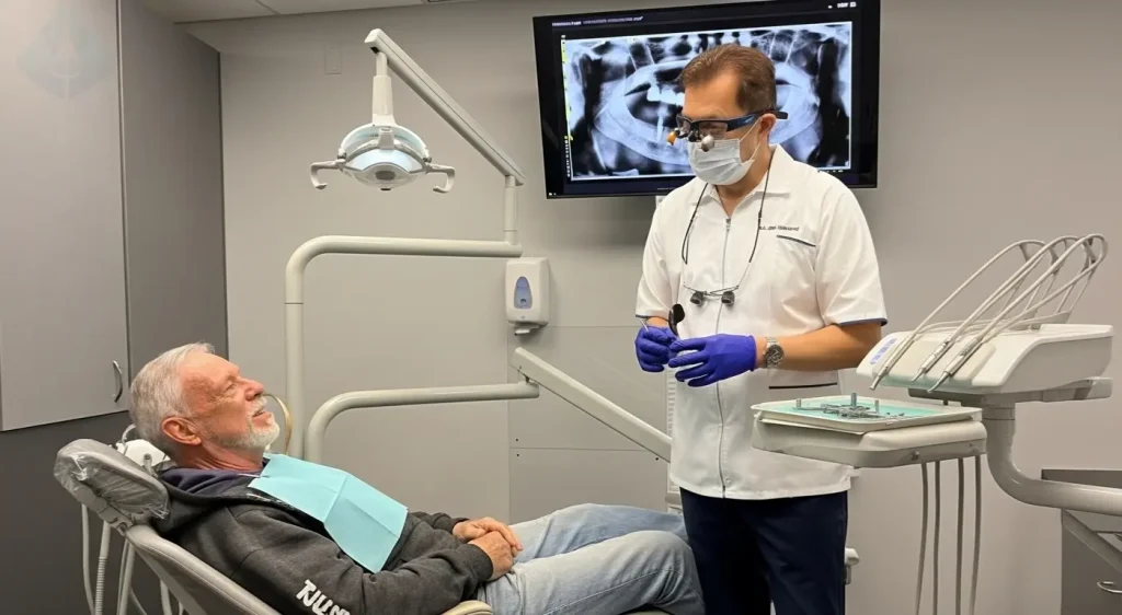 Paciente adulto sonriendo en la clínica dental Diseño de Sonrisas en Westfield, NJ, con el Dr. Aristo Carranza.