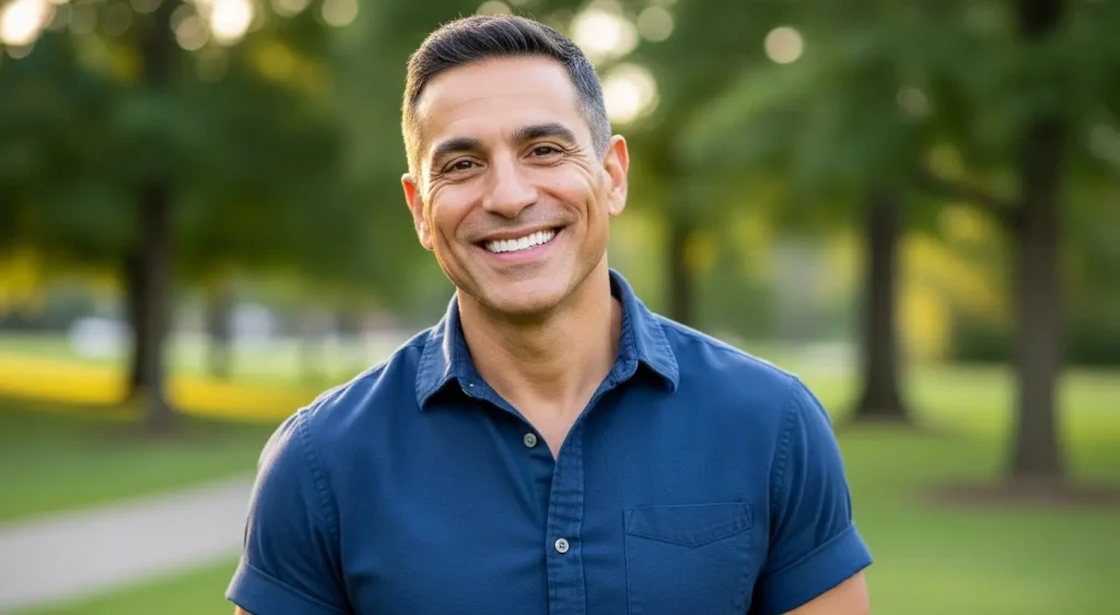 Paciente feliz mostrando sus Implantes Dentales All-on-4 en New Jersey